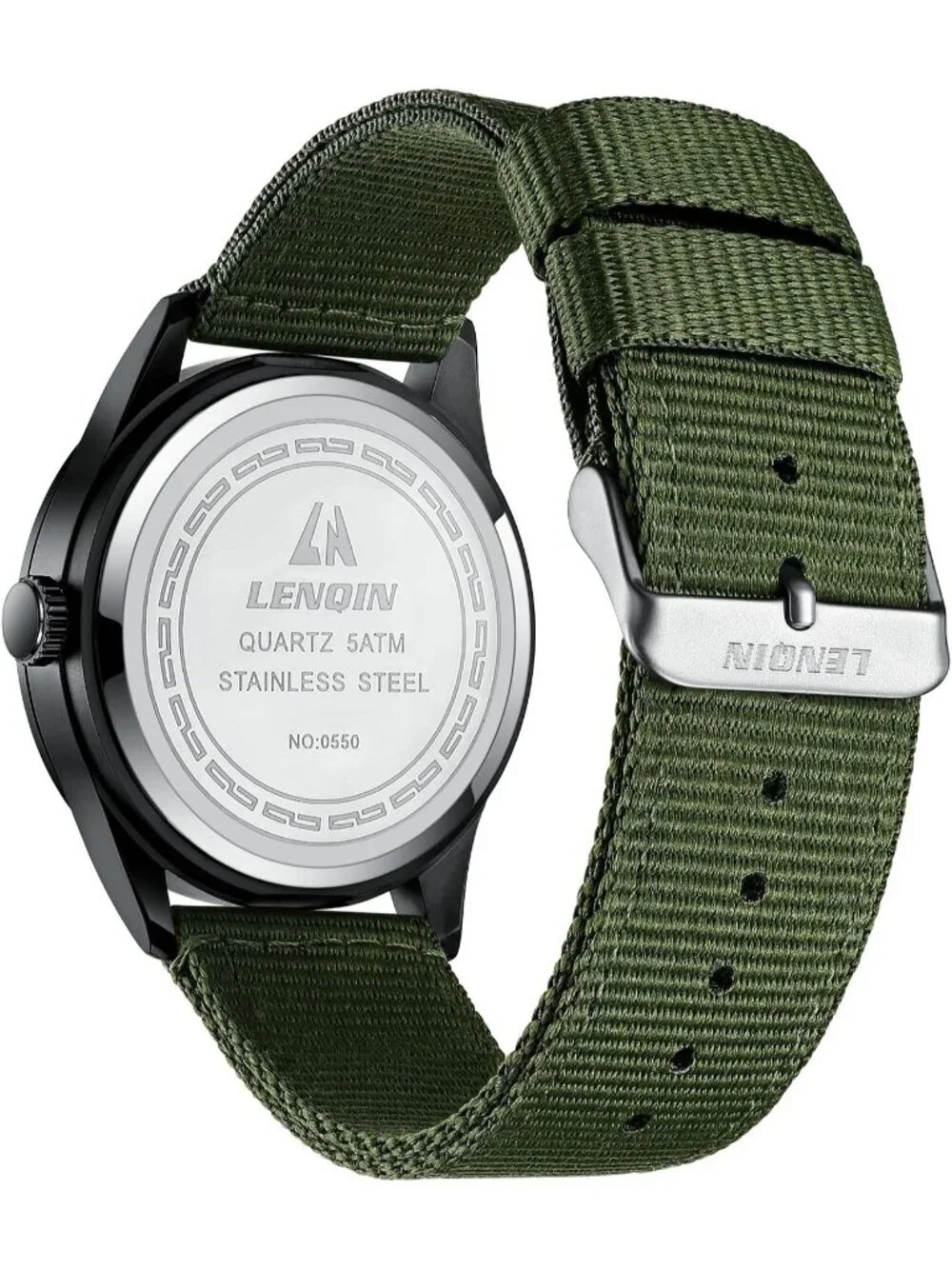 Men's Black Green Nylon Strap Stylish Luminous Unisex Military Tactical Watch